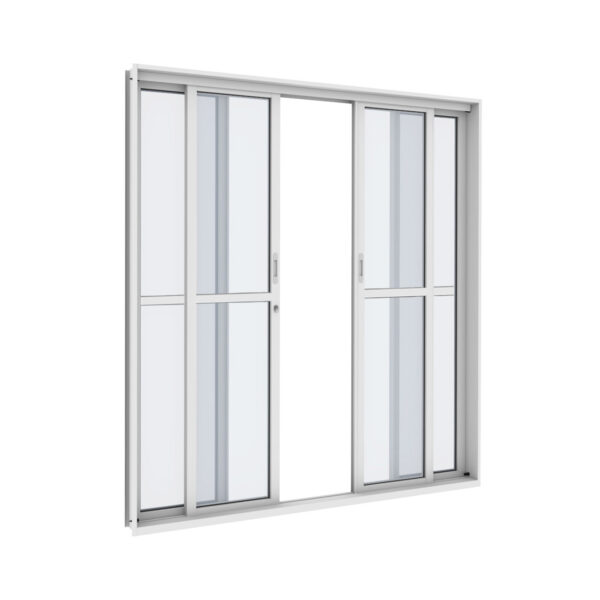 Porta De Correr 4 Folhas Aço Branco Com Travessa