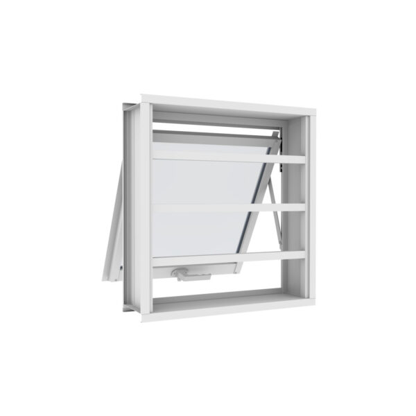Janela Maxim-Ar Com Grade Horizontal Aço Branco Com Vidro