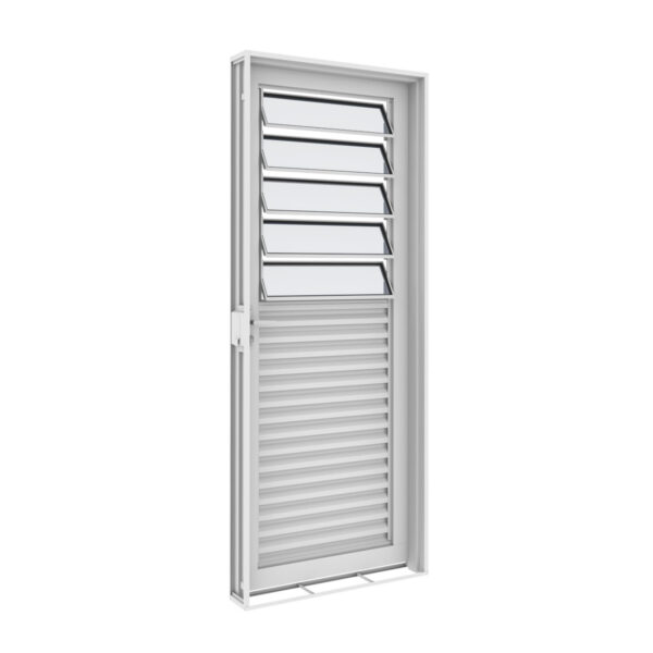 Porta Aço Branco Basculante Com Vidro Incolor