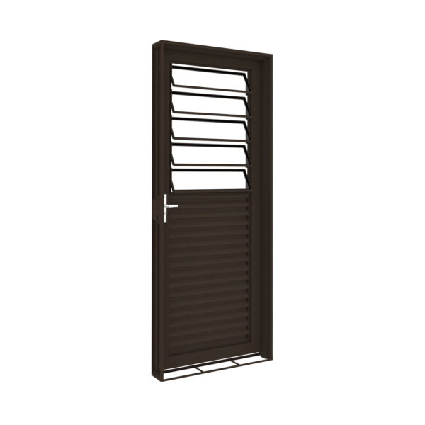 Porta Aço Bronze Basculante Com Vidro Incolor