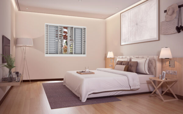 Veneziana Flex 6 Folhas Com Grade Elo Aço Branco Com Vidro Incolor - Imagem 2