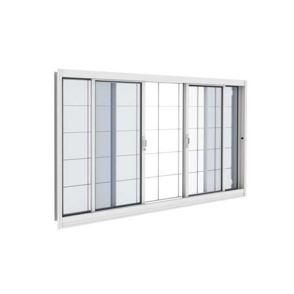 Vitro Cozinha/Sala 4 Folhas com Grade Quadriculada – Janela de Aço Branco com Vidro Incolor
