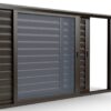 Veneziana 3 Folhas Sem Grade E Com Fecho Embutido Em Alumínio Bronze Com Vidro Incolor